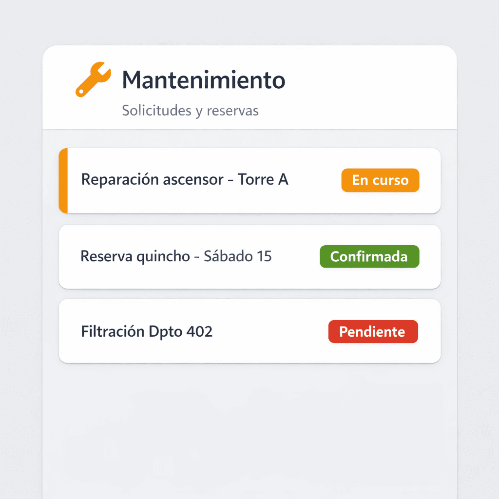 Vista de Mantenimiento - Solicitudes y reservas